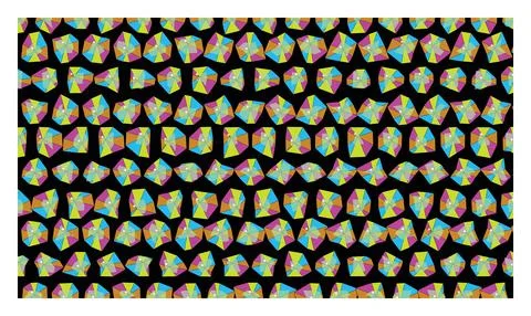 Seamless pattern with colorful geometric diamond shapes on deep black backg.. Stock Illustration