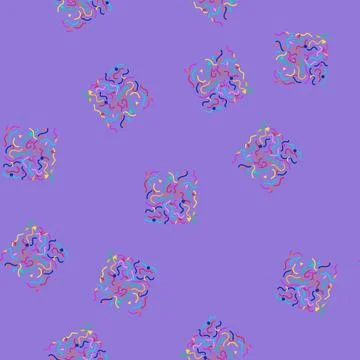 Seamless pattern Colorful geometric ribbons and shapes scattering on white Stock Illustration