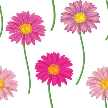 Seamless pattern with colorful gerbera flowers. Vector illustration Illustrazione stock