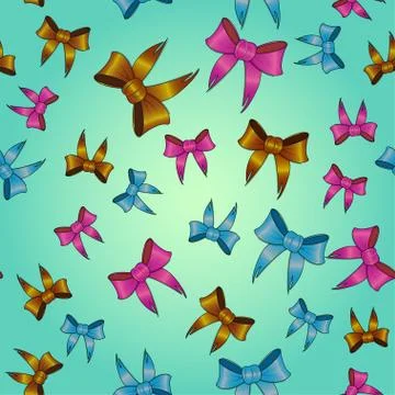 Seamless pattern of colorful gift bows. Stock Illustration