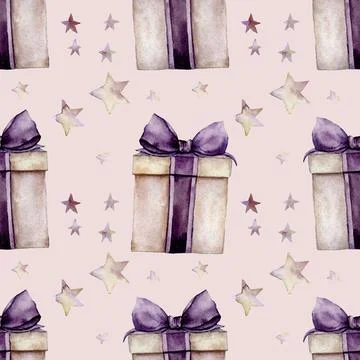 Seamless pattern with colorful gift box. Design for fabric, packaging, backgr Illustrazione stock