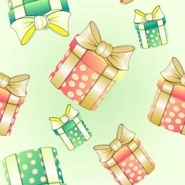 Seamless pattern of colorful gift boxes. Stock Illustration