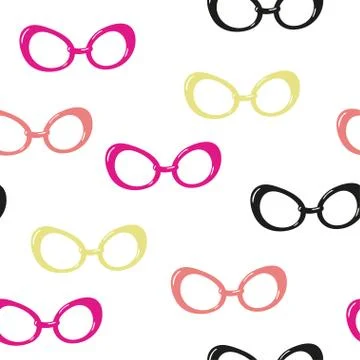 Seamless pattern with colorful glasses on a white background. Vector template Stock Illustration