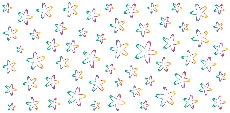 Seamless pattern of colorful gradient flowers on a white background Stock Illustration