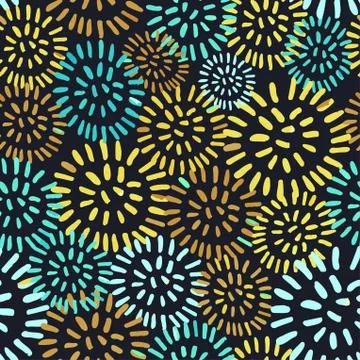 Seamless pattern with colorful hand drawn abstract round elements, doodles Stock Illustration