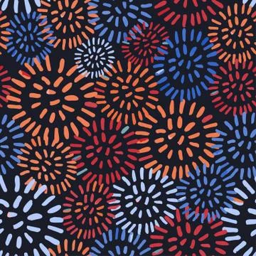 Seamless pattern with colorful hand drawn abstract round elements, doodles イラスト素材