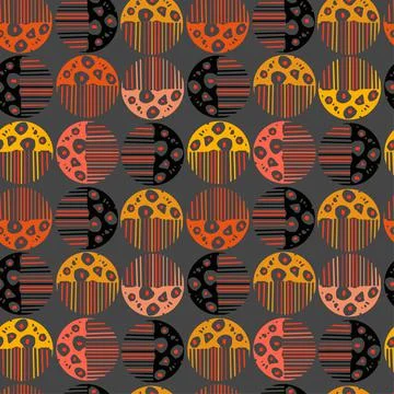 Seamless pattern with colorful hand drawn abstract round elements, doodles Illustrazione stock