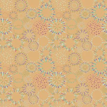 Seamless pattern with colorful hand drawn abstract round elements, doodles Illustrazione stock