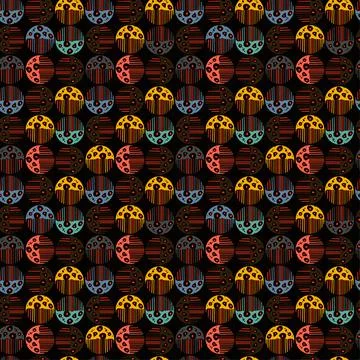 Seamless pattern with colorful hand drawn abstract round elements, doodles Illustrazione stock