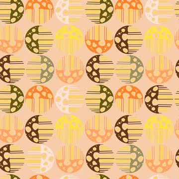 Seamless pattern with colorful hand drawn abstract round elements, doodles Illustrazione stock