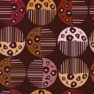 Seamless pattern with colorful hand drawn abstract round elements, doodles Stockillustratie