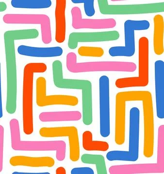 Seamless pattern with colorful hand drawn lines. Stock Illustration