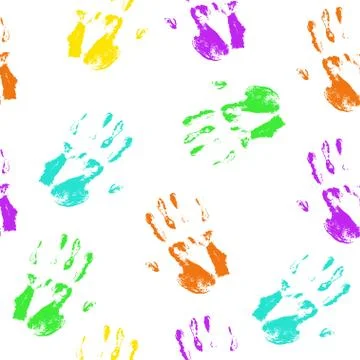 Seamless pattern colorful hand prints Stock Illustration