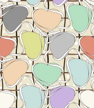 Seamless pattern with colorful heart label. Stock Illustration