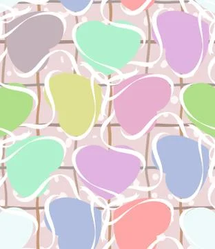 Seamless pattern with colorful heart label. Stock Illustration