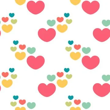 Seamless pattern of colorful hearts Stock Illustration
