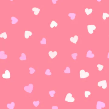 Seamless pattern with colorful hearts on ping background. Vector. Stock Illustration