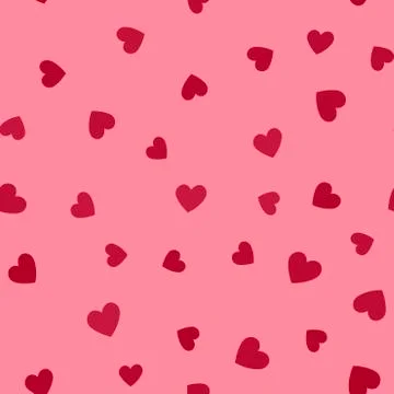 Seamless pattern with colorful hearts on ping background. Vector. Stock Illustration