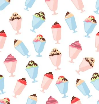 Seamless Pattern with Colorful Ice Creams Stock Illustration