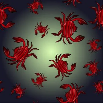 Seamless pattern with colorful illustration of red crayfish. Stock Illustration