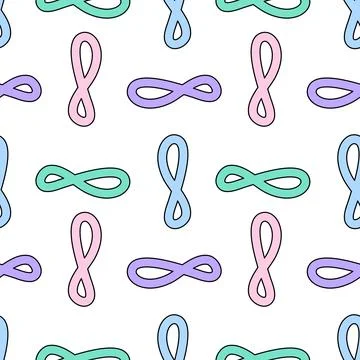 Seamless Pattern with Colorful Infinity Symbols イラスト素材