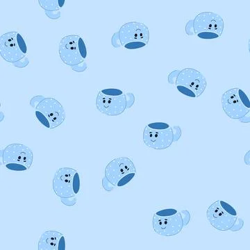 Seamless pattern colorful kawaii mug cartoon vector Stock Illustration