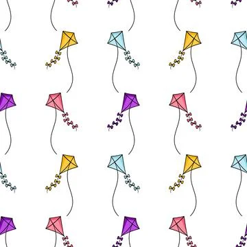 Seamless pattern of colorful kites redesign Stock Illustration
