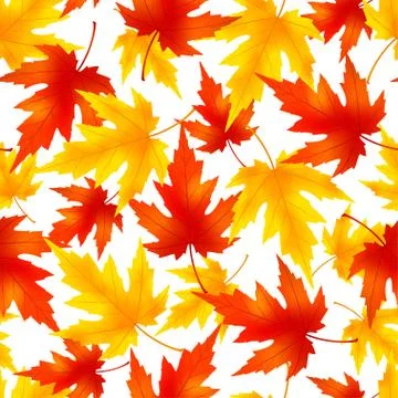 Seamless pattern with colorful leaf fall Stock Illustration