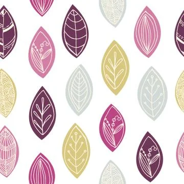 Seamless pattern with colorful leaves and different light patterns inside Stock Illustration