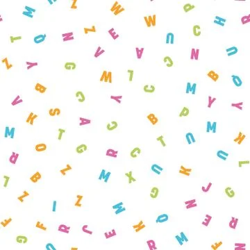 Seamless pattern of colorful letters. Random order signs. Vector background イラスト素材