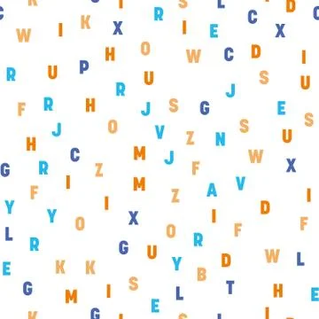 Seamless pattern of colorful letters. Random order signs. Vector background Illustrazione stock