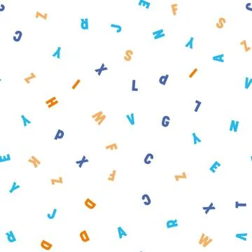 Seamless pattern of colorful letters. Random order signs. Vector background Stock Illustration