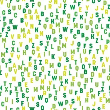 Seamless pattern of colorful letters. Random order signs. Vector background Stock Illustration