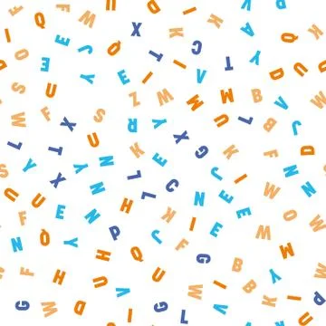 Seamless pattern of colorful letters. Random order signs. Vector background 스톡 일러스트