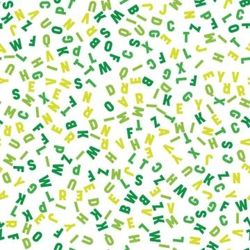 Seamless pattern of colorful letters. Random order signs. Vector background Stock Illustration