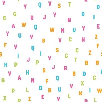 Seamless pattern of colorful letters. Random order signs. Vector background 库存插图