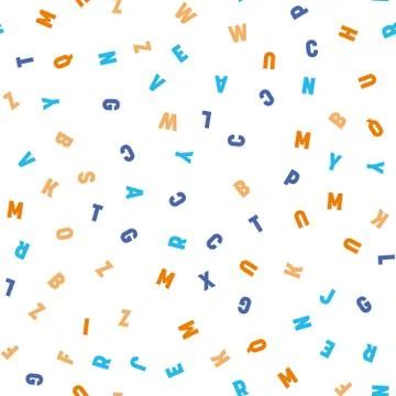 Seamless pattern of colorful letters. Random order signs. Vector background Illustrazione stock