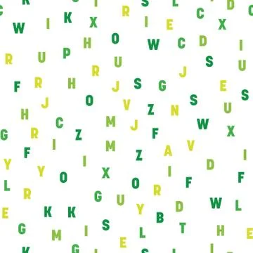 Seamless pattern of colorful letters. Random order signs. Vector background Stock Illustration