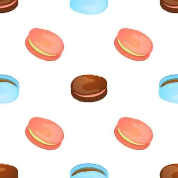 Seamless pattern with colorful macaroon on white. Vector Stock Illustration