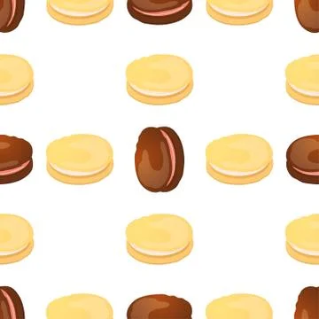 Seamless pattern with colorful macaroon on white. Vector Stock Illustration