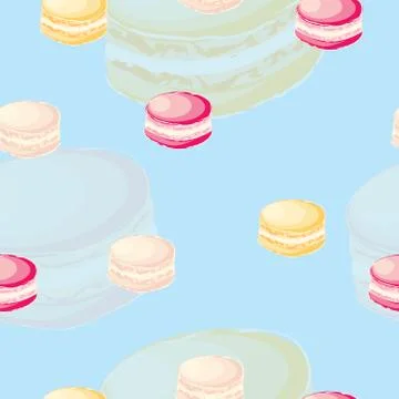 Seamless pattern with colorful macaroons vector illustration Stock Illustration
