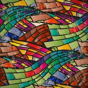 Seamless pattern of colorful mosaic waves Stock Illustration