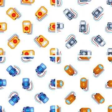 Seamless pattern with colorful multimeters showing electrical measurement Stock-Illustration