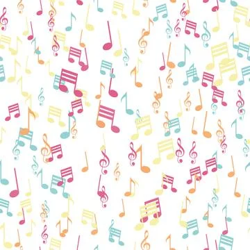 Seamless pattern with colorful music note. Vector Stock Illustration