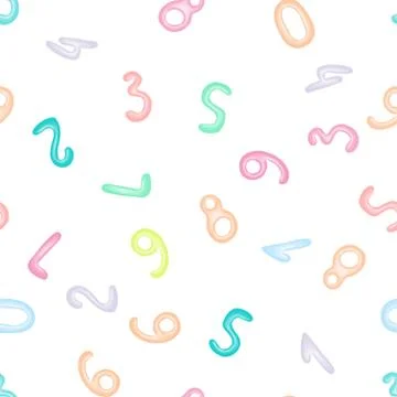 Seamless pattern with colorful numbers. Numeral Plasticine. Wallpaper or text Stock Illustration