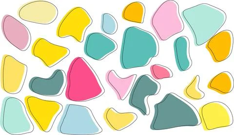 Seamless pattern with colorful organic shapes and pastel terrazzo elements on Stock Illustration