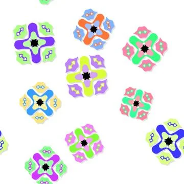 Seamless pattern with colorful ornaments Stock Illustration
