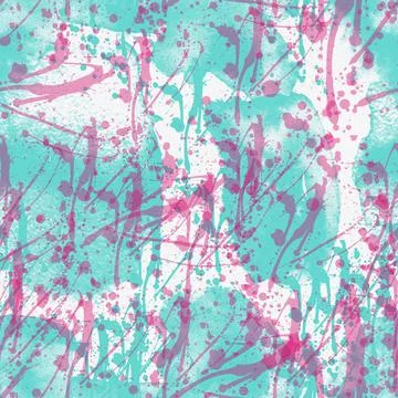 A seamless pattern with colorful paint splatters on a white background. Stock Illustration