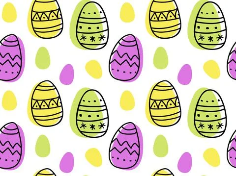 Seamless pattern with colorful painted easter eggs. Hand drawn decorated eggs Illustrazione stock