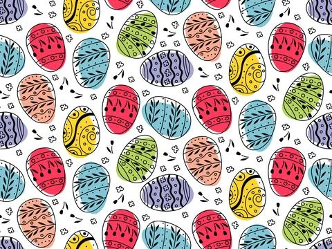 Seamless pattern with colorful painted easter eggs. Vector Seamless doodle Illustrazione stock